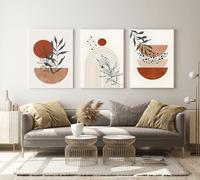 Moderno Arte Decorativo Boho Estético Imágenes de Plantas, Paisaje Natural de Playa, Conjunto de Pósteres de Arte Abstracto Bohemio, Sin Marco (60x90cm-3Pcs, Póster-08)