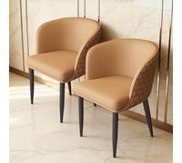 Moderno Asiento de Cuero de 2 sillas de Comedor con Pendientes de Acero de Carbono Resistente, pies silenciosos y cómodo cojín para el Uso del hogar y el café