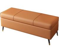 Moderno banco de almacenamiento de piel sintética rectangular con parte superior elevable, asiento tapizado para dormitorio, reposapiés suave para entrada y sala de estar, decoración elegante del