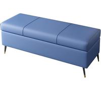 Moderno banco de almacenamiento de piel sintética rectangular con parte superior otomana tapizada para dormitorio, reposapiés acolchado para entrada y sala de estar, decoración elegante del hogar.
