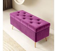Moderno banco de almacenamiento de terciopelo de 47.2 pulgadas, otomana tapizada para dormitorio, sala de estar y entrada, elegante asiento de cama, muebles que ahorran espacio (color H 15.7 pulgadas