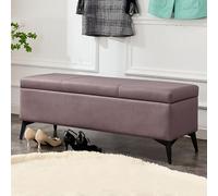 Moderno banco de almacenamiento morado con asiento tapizado, otomana de piel sintética para entrada y dormitorio, solución de almacenamiento abatible de 39 x 16 x 18 pulgadas, elegante decoración del