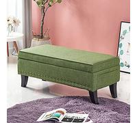 Moderno banco de almacenamiento multifuncional tapizado de algodón y lino, otomano, asiento de almacenamiento, reposapiés, sofá, banco de 80 x 45 x 40 cm, elegante decoración del hogar