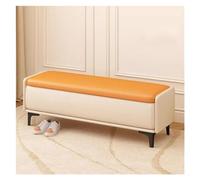 Moderno banco de almacenamiento otomano de piel color crema, reposapiés rectangular con parte superior elevable y mesa de café para sala de estar, pasillo, extremo de cama, 120 cm