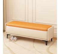 Moderno banco de almacenamiento para sala de estar y entrada, otomana versátil con cojín, elegante sofá multifuncional y cambiador, elegante mueble de pasillo (beige, 100 cm)