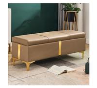 Moderno banco otomano de almacenamiento de cuero con patas de metal, asiento grande tapizado para entrada y dormitorio (47 x 16 x 18 pulgadas, color: H) - Muebles elegantes y funcionales para el hogar