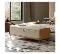 Moderno Banco otomano de almacenamiento moderno de piel sintética con base de metal, banco tapizado for dormitorio for final de cama, banco de zapatos de lujo, reposapiés for dormitorio, sala de estar
