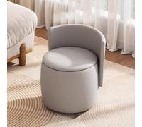 Moderno banco otomano redondo de almacenamiento con respaldo tapizado, taburete y reposapiés para sala de estar, dormitorio, sala de maquillaje, elegante solución de almacenamiento