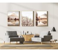 Moderno boho decorativo imágenes de plantas estéticas, paisaje natural playa, arte abstracto, juego de pósteres bohemios, sin marco (50 x 70 cm, 3 unidades, póster 10)