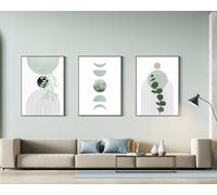 Moderno boho decorativo imágenes de plantas estéticas, paisaje natural playa, arte abstracto, juego de pósteres bohemios, sin marco (50 x 70 cm, 3 unidades, póster 03)