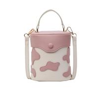 Moderno Bolso Tipo Cubo De PU para Mujer Cruzado con Patrón Leche Color En Contraste para IR Compras Viajes Y Trabajo PU