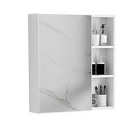Moderno botiquín de baño de aleación de Aluminio con Espejo Rectangular, Armario de Pared para Dormitorio, Sala de Estar y baño, Color Blanco, 60 x 11 x 65 cm