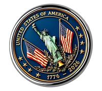 Moderno broche conmemorativo del 250 aniversario de la independencia para uso formal e informal, joyería patriótica de Estados Unidos, One Size, como se describe
