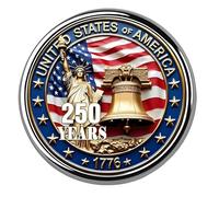 Moderno broche conmemorativo del 250 aniversario de la independencia para uso formal e informal, joyería patriótica de Estados Unidos, One Size, como se describe