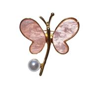 Moderno broche de mariposa con detalles de perlas, diseño de gotas de agua de aleación para trajes de mujer, abrigos y broche de declaración, One Size, como se describe