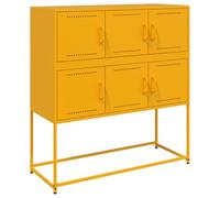 Moderno buffet amarillo Credenza para comedor, elegante aparador de acero de 100 x 39 x 107 cm, ideal para cocina y entrada, solución de almacenamiento contemporánea