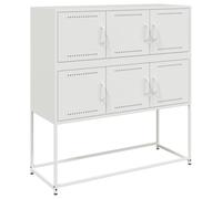 Moderno buffet blanco Credenza para comedor, 100,5 x 39 x 107 cm, aparador de acero, elegante mueble de cocina y entrada, decoración contemporánea del hogar