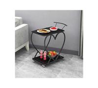 Moderno carrito de bar de 2 niveles, mini carrito móvil para cocina, comedor, sala de estar, estación de café, 34.3 pulgadas, bebida elegante y funcional