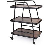 Moderno carrito de bar de 3 niveles para hoteles y restaurantes de lujo, ruedas bloqueables, fácil montaje, carrito de almacenamiento de madera y metal, 85 x 60 x 40 cm