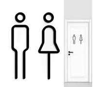 Moderno cartel negro autoadhesivo con símbolo de hombres y mujeres, elegante placa de acrílico para puerta de inodoro, como decoración de invitados y puerta de aseo en áreas privadas y públicas