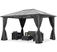 Moderno cenador de jardín Santiago 3x4m con mosquitera Garden Point antracita