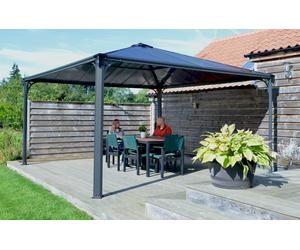 Moderno cenador metálico Palermo 4,3 x 4,3 m Palram - Canopia Heat Block antracita