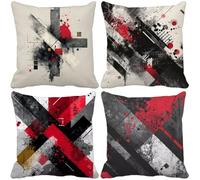 Moderno Cojines Exterior Impermeable Suave Fundas de Cojines 80x80 Juego de 4 Geometría Cushion Covers con Cremallera Oculta para Salón, Dormitorio, Jardín, Patio, Balcón Decorativos Regalo 9885w