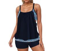 Moderno conjunto de tankini para las vacaciones. Elegante diseño de escote lateral con estampado floral. Perfecto para los días de playa en primavera y verano. Combínalo con un sombrero para el sol
