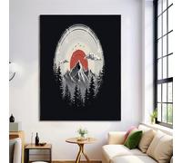 Moderno Cuadros 60X80Cm Poster De Pared Registro Abstracto Montaña Ilustración Moderna Cuadros Pared Imágenes Póster Sin Marco Decoracion Salon Dormitorio Wall Art Prints Decor, Blanco Y Negro