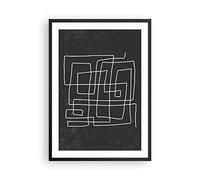 Moderno Cuadros Decorativo 50x70cm Poster da Parete Blanco Y Negro Laberinto Línea Cuadros Pared Imágenes Póster Marco Negro Decoracion Salon Dormitorio Cocina Wall Art Prints Decor - P2BPA50x70-5110