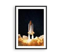 Moderno Cuadros Decorativo 50x70cm Poster da Parete Despegando Cohete Cosmos Cuadros Pared Imágenes Póster Marco Negro Decoracion Salon Dormitorio Cocina Wall Art Prints Decor - P2BPA50x70-4531