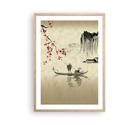 Moderno Cuadros Decorativo 50x70cm Poster da Parete Flor Cerezas Japón Cuadros Pared Imágenes Póster Marco Roble Claro Decoracion Salon Dormitorio Cocina Wall Art Prints Decor - P2NPA50x70-5020