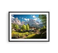 Moderno Cuadros Decorativo 70x50cm Poster de Pared Montañas Paisaje Alpes Cuadros Pared Imágenes Póster Marco Negro Decoracion Salon Dormitorio Cocina Wall Art Prints Decor P2BAA70x50-5814