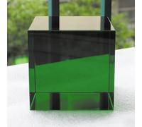 Moderno cubo geométrico de cristal, escultura de bloque acrílico transparente, accesorio minimalista para el hogar para sala de estar, dormitorio, oficina, estante (verde)