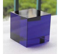 Moderno cubo geométrico de cristal, escultura de bloque acrílico transparente, accesorio minimalista para el hogar, sala de estar, dormitorio, oficina, estante (morado oscuro)