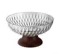 Moderno cuenco de frutas de pie alto con diseño de grano de madera, bandeja transparente de PET para decoración de sala de estar, organización minimalista del hogar, plato de almacenamiento de fácil