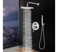 Moderno de grifo de ducha de estilo redondo cromado juego con sistema de ducha de lluvia oculta toque de agua fría caliente para bañera de 16 y 10 pulgadas opciones disponibles LWX