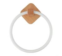 Moderno de madera montado en la pared toallero de baño toalla de mano R-ing rack con base de aluminio para cocina baño (haya blanco)