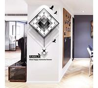 Moderno Decoración Reloj De Pared con El Péndulo, Grande Cuadrado Simple Péndulo Reloj,Madera Negro Blanco para El Salón Café Restaurante-Negro 42x56cm(17x22inch)