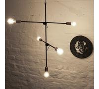 Moderno Desván Lámpara Negro 5x E27 Ajustable Industria Pendelleuchte Comedor