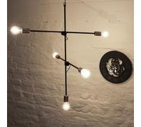 Moderno Desván Lámpara Negro 5x E27 Ajustable Industria Pendelleuchte Comedor