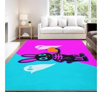 Moderno Dinámico Fantasía Alfombra 80 x 120 cm Multicolor Aviso Halloween Conejo Fantasma Pelo Corto Súper Suave Alfombra Lavable para Dormitorio Y Entrada, No Desprende Pelusa y Fácil de Limpiar
