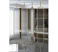 Moderno divisor de habitación de 4 paneles, independiente con vidrio templado y marco de hierro dorado, elegante partición para decoración del hogar u oficina, diseño de piso a techo