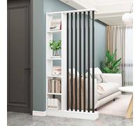 Moderno divisor de habitación de madera de piso a techo con estantes, elegante división de entrada para sala de estar, diseño de columna Sn independiente, elegante separador de espacios