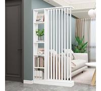 Moderno divisor de habitación de madera de piso a techo con estantes, independiente para sala de estar y entrada, elegante partición para decoración del hogar