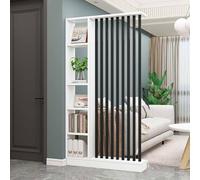 Moderno divisor de habitación de suelo a techo con estantes, elegante partición de madera para sala de estar, panel de separación de privacidad independiente, elegante solución de decoración del hogar
