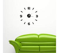 Moderno DIY sin, Reloj de pared autoadhesivo de 1 mm acrílico espejo reloj marco de pared 3D decoración DIY pared moderna casa oficina dormitorio (negro) espejo pegatina reloj Home Office Decoraciones
