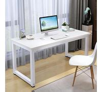 Moderno escritorio blanco de 32 pulgadas para computadora que ahorra espacio, mesa de escritura para oficina en casa, estación de trabajo pequeña para estudio, diseño simple, perfecto para espacios