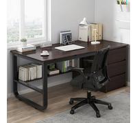 Moderno escritorio blanco para computadora de 47 pulgadas con 3 cajones y compartimentos de almacenamiento, muebles simples de oficina en casa para una organización eficiente del espacio de trabajo