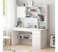 Moderno escritorio de oficina en casa con estantes de almacenamiento, escritorio de estudio con armario y estantería, escritorio para portátil (120 x 45 x 163 cm, tamaño: 100 x 45 x 163)